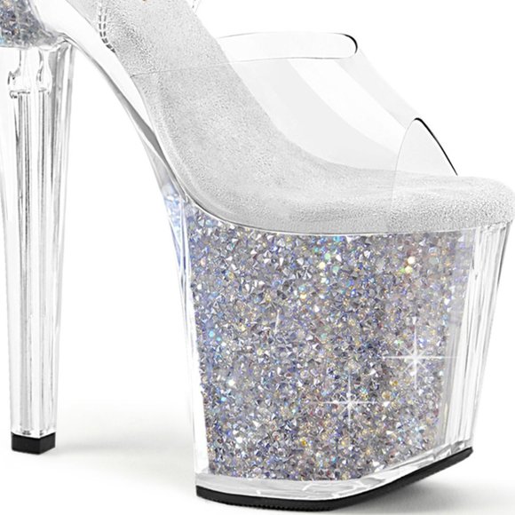 Clear Rhinestone Platform High Heel Shoes - Picture 3 of 5